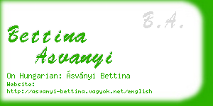 bettina asvanyi business card
